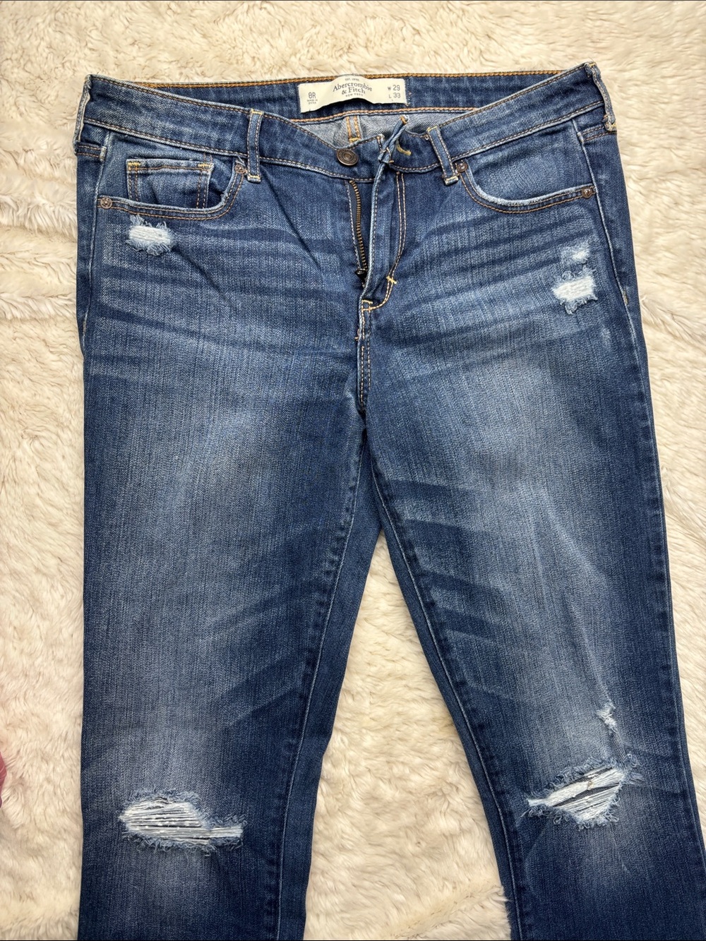 Vintage Abercrombie Dark Blue Distressed Women's Jeans